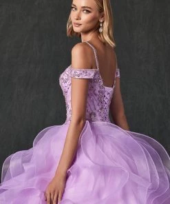 Ruffled Cold Shoulder Ball Gown By Juliet 1421 18 Ruffled Cold Shoulder Ball Gown By Juliet 1421