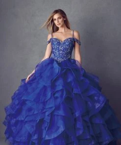Ruffled Cold Shoulder Ball Gown By Juliet 1421 19 Ruffled Cold Shoulder Ball Gown By Juliet 1421