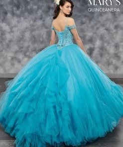 Ruffled Cold Shoulder Quinceanera Dress By Mary's Bridal MQ2041 Quinceañera