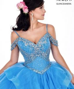 Ruffled Cold Shoulder Quinceanera Dress By Mary's Bridal MQ2053 Quinceañera