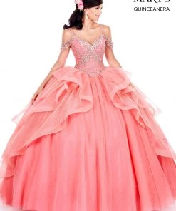 Ruffled Cold Shoulder Quinceanera Dress By Mary's Bridal MQ2053 Quinceañera