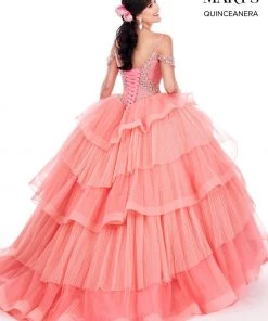 Ruffled Cold Shoulder Quinceanera Dress By Mary's Bridal MQ2053 Quinceañera