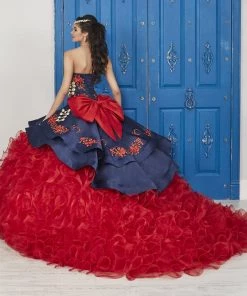 LA Glitter By House Of Wu Ruffled Floral Charro Dress By House Of Wu LA Glitter 24037 Quinceañera