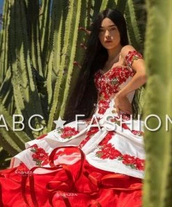 Ragazza Fashion Quinceañera Floral Charro Quince Dress By Ragazza MV17-117