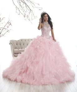Quinceañera Ruffled Illusion Quinceanera Dress By House Of Wu 26871