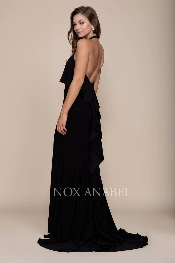 Prom Ruffled Long Halter Dress With Train By Nox Anabel Q132 6 Prom Ruffled Long Halter Dress With Train By Nox Anabel Q132