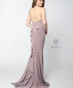 Prom Ruffled Long Halter Dress With Train By Nox Anabel Q132 18 Prom Ruffled Long Halter Dress With Train By Nox Anabel Q132