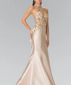 Ruffled Mermaid Gown With Illusion Top By Elizabeth K GL2280