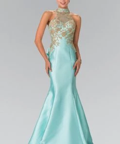 Ruffled Mermaid Gown With Illusion Top By Elizabeth K GL2280