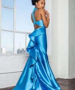 Ruffled Mermaid Gown With Open Back By Elizabeth K GL2224
