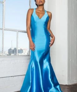 Ruffled Mermaid Gown With Open Back By Elizabeth K GL2224