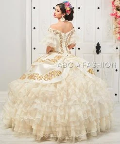 LA Glitter By House Of Wu Ruffled Off Shoulder Charro Quinceanera Dress By LA Glitter 24051 Quinceañera