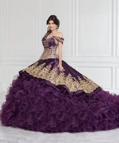 LA Glitter By House Of Wu Ruffled Off Shoulder Charro Quinceanera Dress By LA Glitter 24063 Quinceañera