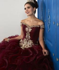 LA Glitter By House Of Wu Ruffled Off Shoulder Dress By House Of Wu LA Glitter 24041 Quinceañera