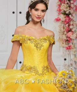 LA Glitter By House Of Wu Ruffled Off Shoulder Quinceanera Dress By LA Glitter 24055