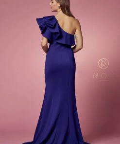 Prom Ruffled One Shoulder Gown By Nox Anabel E467