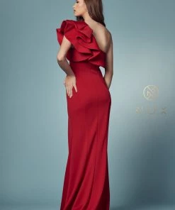 Prom Ruffled One Shoulder Gown By Nox Anabel E467