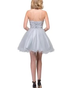 Prom Ruffled Short Strapless Dress With Beaded Bodice By Star Box 6061