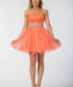 Prom Ruffled Short Strapless Dress With Beaded Waist By Star Box 598
