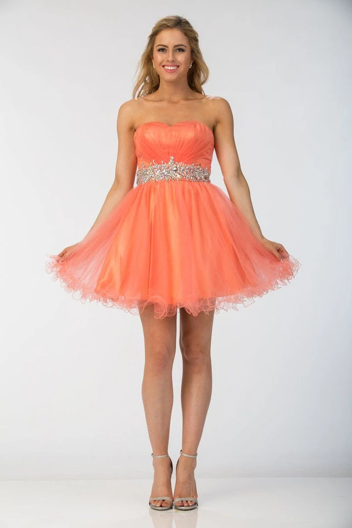 Prom Ruffled Short Strapless Dress With Beaded Waist By Star Box 598 3 Prom Ruffled Short Strapless Dress With Beaded Waist By Star Box 598