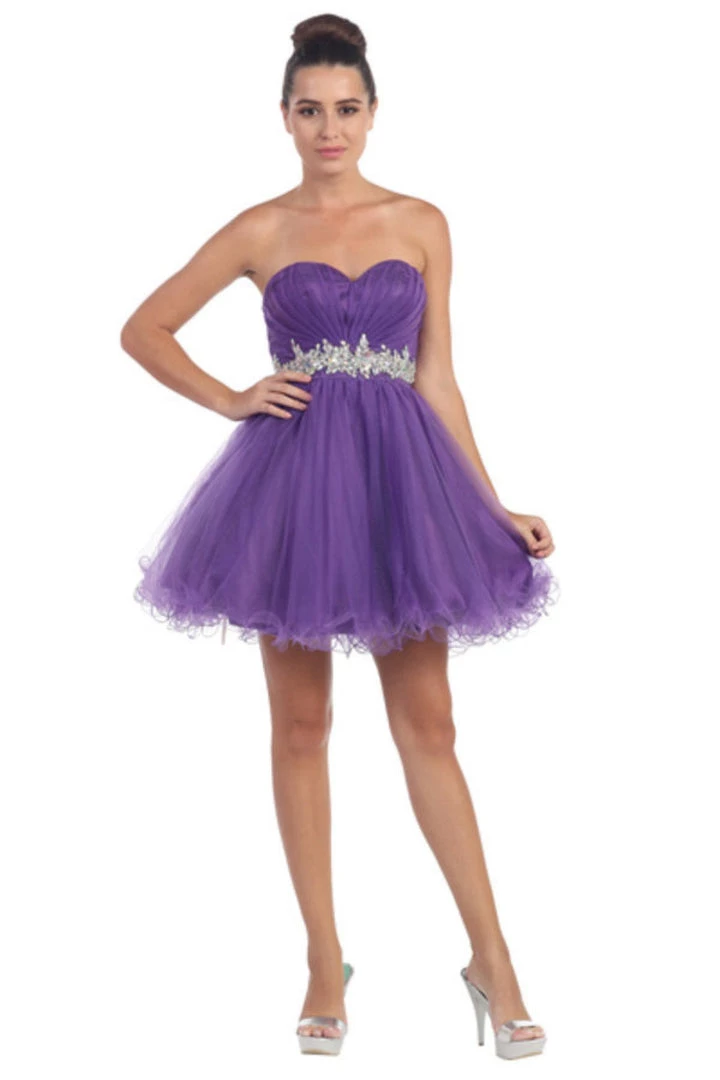 Prom Ruffled Short Strapless Dress With Beaded Waist By Star Box 598 6 Prom Ruffled Short Strapless Dress With Beaded Waist By Star Box 598