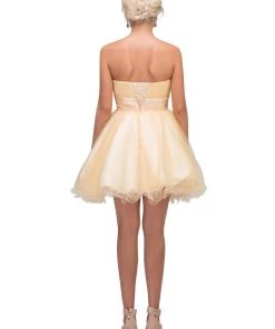 Ruffled Short Strapless Dress With Corset Back By Star Box 6063-3 Prom