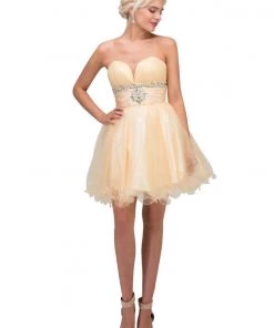 Ruffled Short Strapless Dress With Corset Back By Star Box 6063-3 Prom