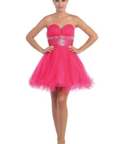 Ruffled Short Strapless Dress With Corset Back By Star Box 6063-3 Prom