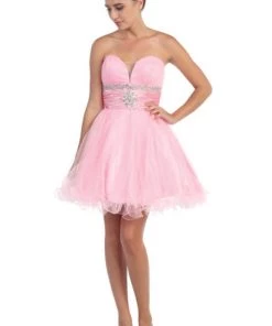 Ruffled Short Strapless Dress With Corset Back By Star Box 6063-3 Prom