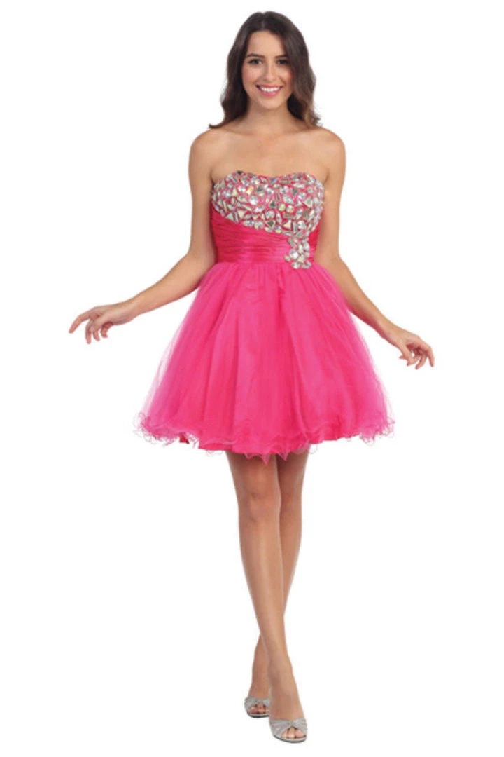 Prom Ruffled Short Strapless Dress With Jeweled Bodice By Star Box 588 5 Prom Ruffled Short Strapless Dress With Jeweled Bodice By Star Box 588