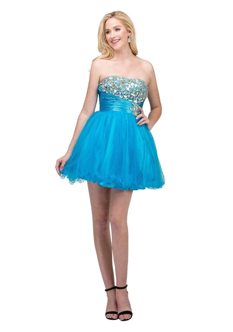 Prom Ruffled Short Strapless Dress With Jeweled Bodice By Star Box 588 3 Prom Ruffled Short Strapless Dress With Jeweled Bodice By Star Box 588