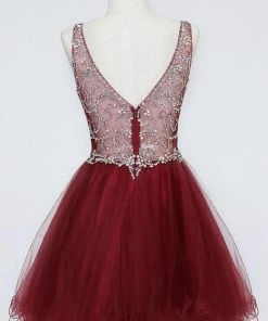 Ruffled Short V-Neck Tulle Dress By Calla Collection 17 Ruffled Short V-Neck Tulle Dress By Calla Collection