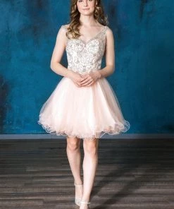 Ruffled Short V-Neck Tulle Dress By Calla Collection 19 Ruffled Short V-Neck Tulle Dress By Calla Collection