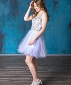 Ruffled Short V-Neck Tulle Dress By Calla Collection 21 Ruffled Short V-Neck Tulle Dress By Calla Collection