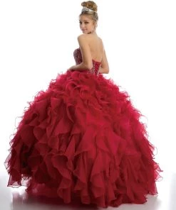 Ruffled Strapless Organza Ball Gown By Juliet 1418