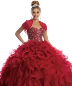 Ruffled Strapless Organza Ball Gown By Juliet 1418