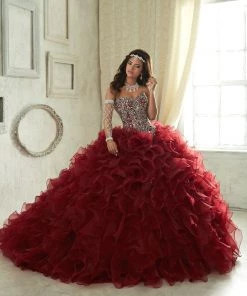 Ruffled Strapless Quinceanera Dress By House Of Wu 26833