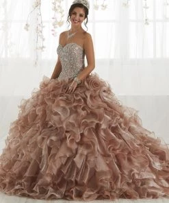 Quinceañera Ruffled Strapless Quinceanera Dress By House Of Wu 26924