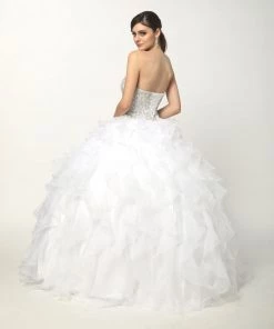 Ruffled Strapless Ball Gown With Bolero By Juliet 322 18 Ruffled Strapless Ball Gown With Bolero By Juliet 322