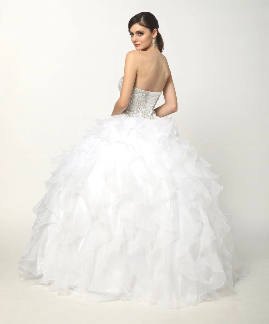 Ruffled Strapless Ball Gown With Bolero By Juliet 322 9 Ruffled Strapless Ball Gown With Bolero By Juliet 322