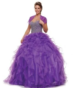 Ruffled Strapless Ball Gown With Bolero By Juliet 322 15 Ruffled Strapless Ball Gown With Bolero By Juliet 322