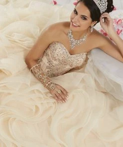 Quinceañera Ruffled Strapless Tulle Quinceanera Dress By House Of Wu 26916