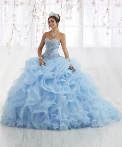 Quinceañera Ruffled Strapless Tulle Quinceanera Dress By House Of Wu 26916