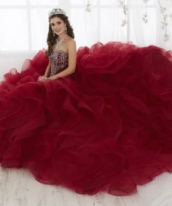 Quinceañera Ruffled Strapless Tulle Quinceanera Dress By House Of Wu 26916
