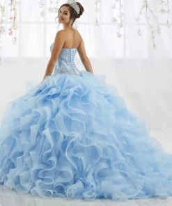 Quinceañera Ruffled Strapless Tulle Quinceanera Dress By House Of Wu 26916