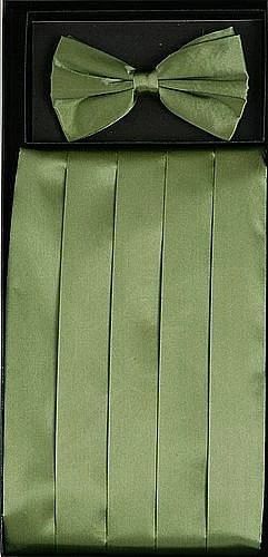 Vesuvio Napoli Men Sage Green Silk Satin Cummerbund And Bow Tie Set 3 Vesuvio Napoli Men Sage Green Silk Satin Cummerbund And Bow Tie Set