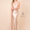 Satin Long V-Neck Dress With Open Back By Nox Anabel C227 1 Satin Long V-Neck Dress With Open Back By Nox Anabel C227