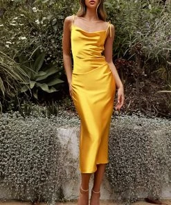 Satin Midi Dress By Cinderella Divine BD103