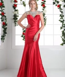 Beaded Satin Trumpet Gown By Cinderella Divine CJ221 Prom