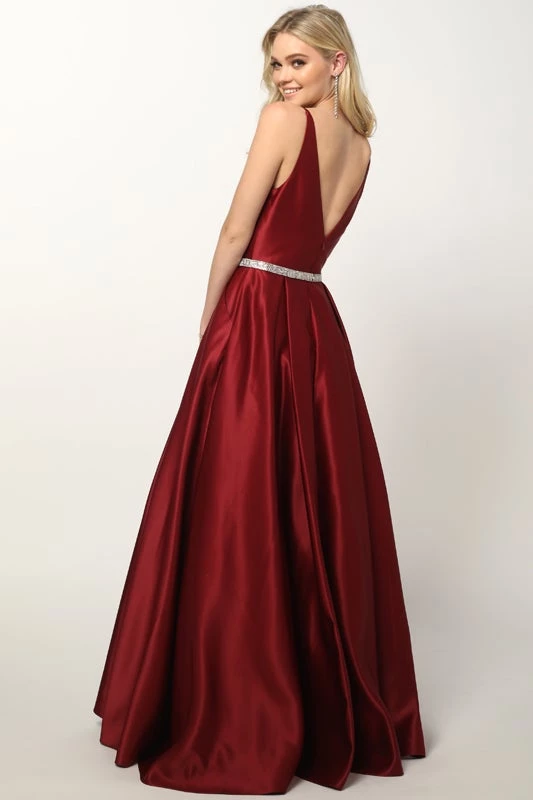 Prom Satin V-Neck Ball Gown By Juliet 696 9 Prom Satin V-Neck Ball Gown By Juliet 696